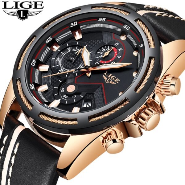 LIGE 9882 Men's Luxury  Waterproof Chronograph Sports Watch